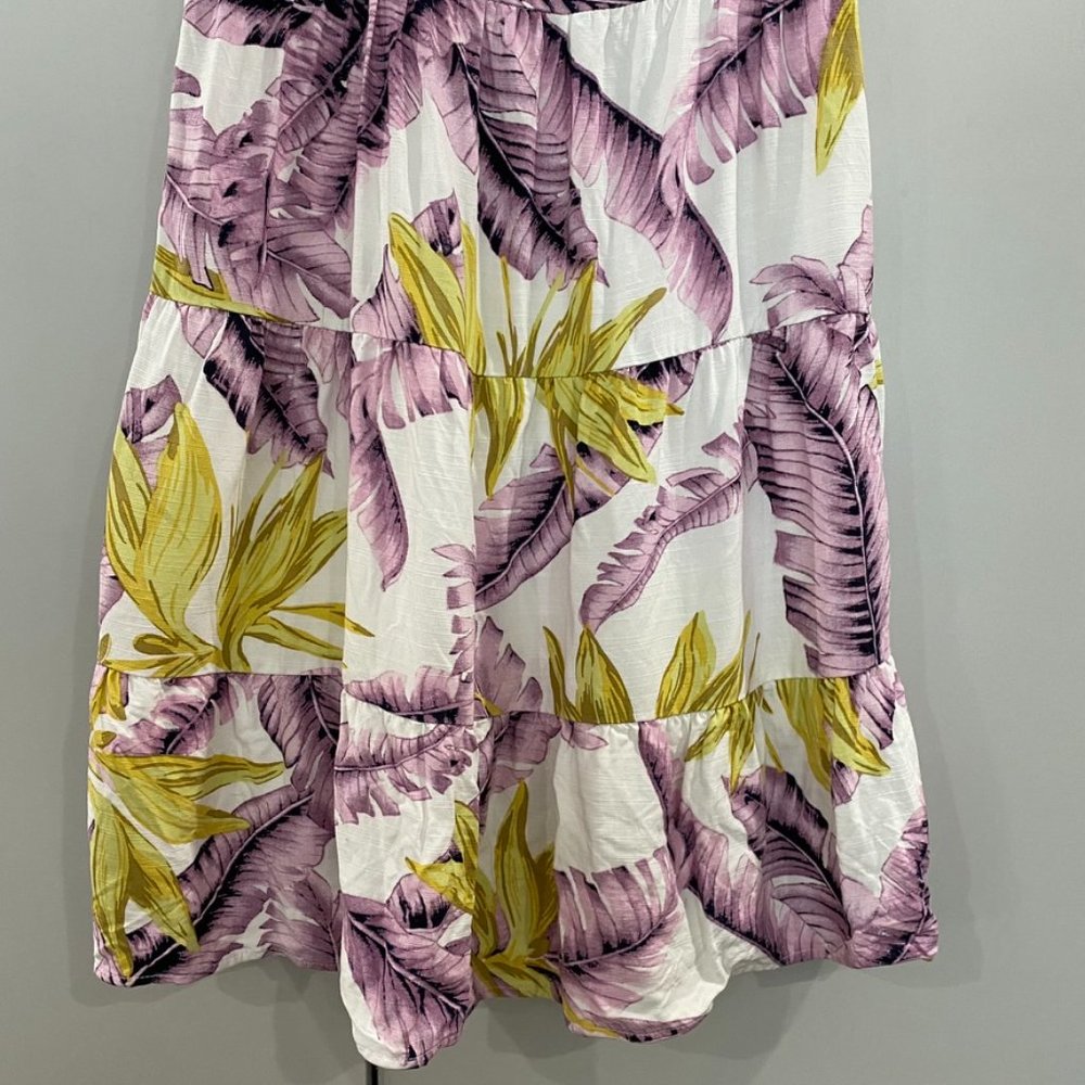 Loft Tropical Tiered Mini Dress Spaghetti Strap Purple White Size 2 - Picture 5 of 11